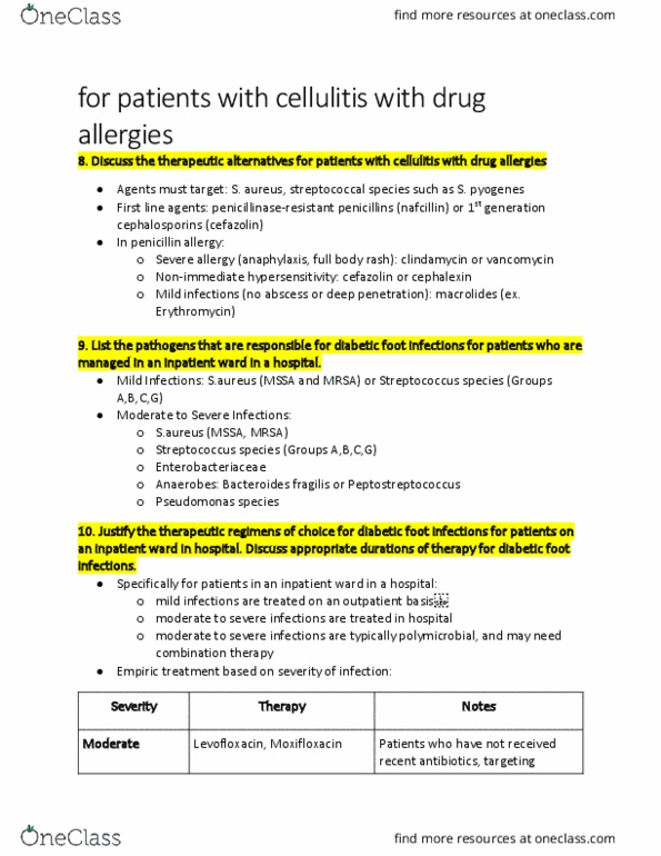 SOCI 3630 Chapter Notes - Chapter 4.0: Bacteroides Fragilis, Side Effects Of Penicillin, Diabetic Foot thumbnail