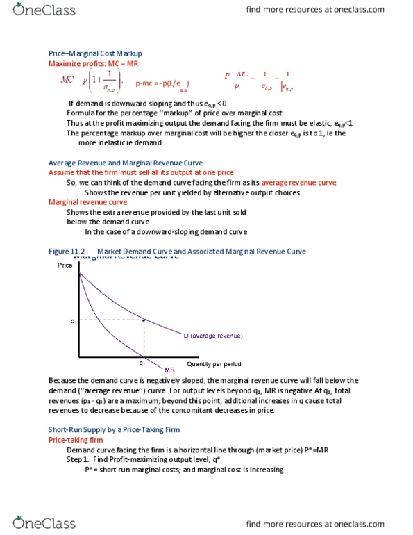 ECO 405 Lecture Notes - Lecture 11: Marginal Revenue, Demand Curve, Marginal Cost thumbnail