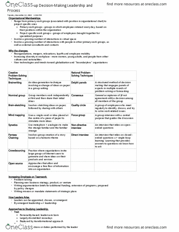 CMN 1148 Chapter 10: Group Decision-Making Leadership and Process thumbnail