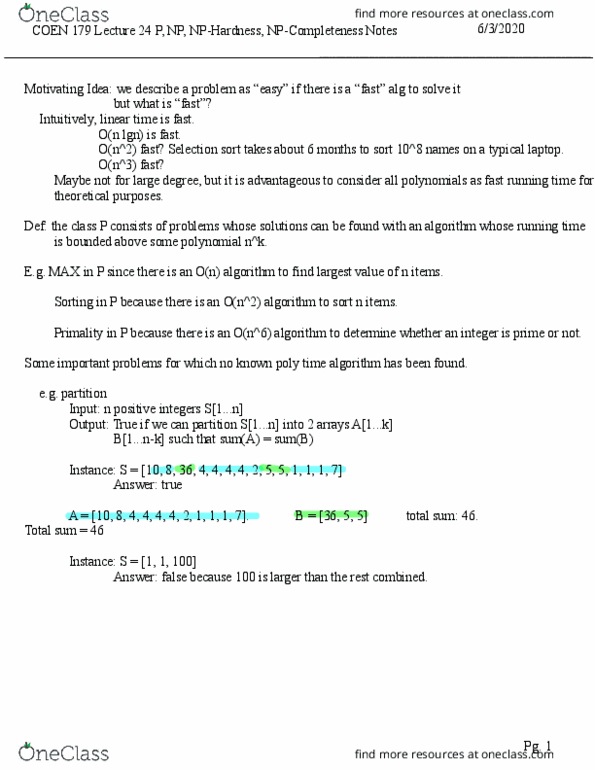 COEN 179 Lecture Notes - Lecture 25: Selection Sort, Search Algorithm thumbnail