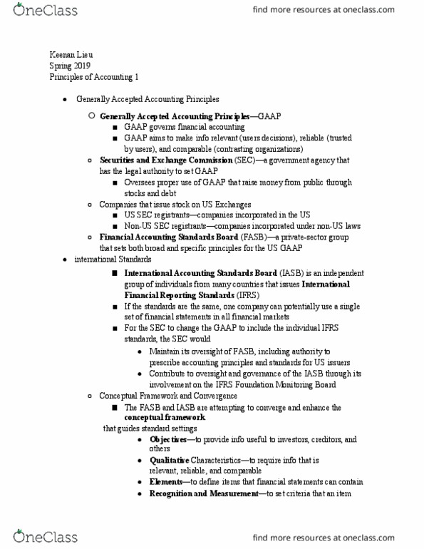 ACC-1A Lecture Notes - Lecture 3: International Accounting Standards Board, International Financial Reporting Standards, Ifrs Foundation thumbnail