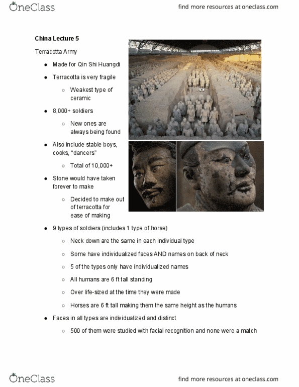 ART-2030 Lecture Notes - Lecture 93: Qin Shi Huang, Terracotta Army thumbnail