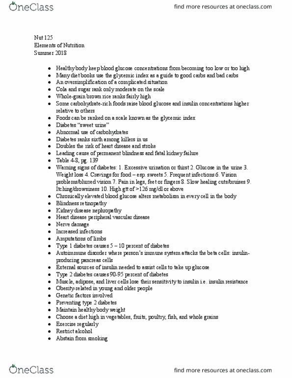 NUTR 125 Lecture Notes - Lecture 10: Peripheral Artery Disease, Diabetes Mellitus Type 2, Diabetes Mellitus Type 1 thumbnail