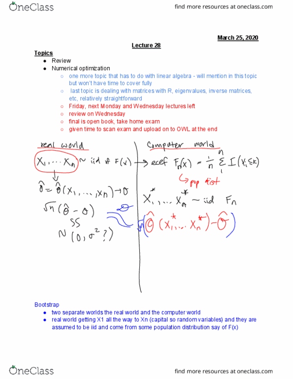 Statistical Sciences 2864A/B Lecture Notes - Lecture 28: Linear Algebra, Independent And Identically Distributed Random Variables, Time Series thumbnail