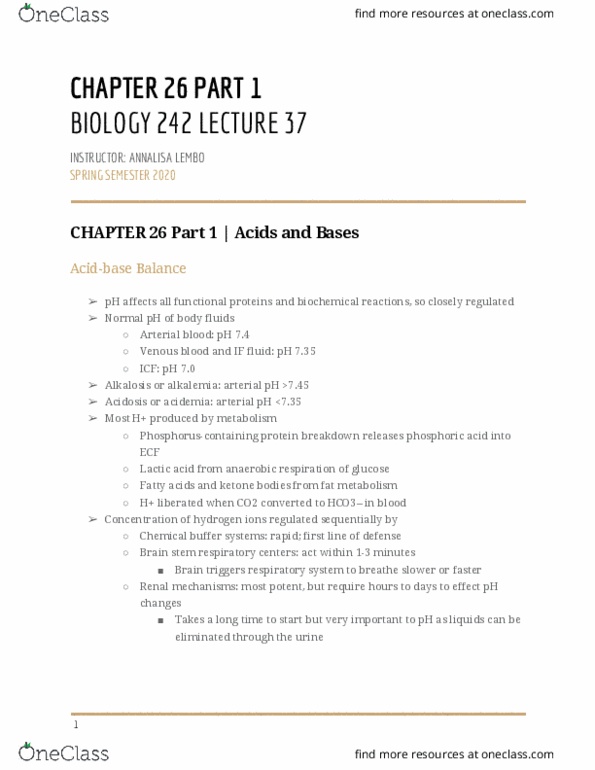 BIOL-242 Lecture Notes - Lecture 37: Acidosis, Ketone Bodies, Sodium Bicarbonate thumbnail