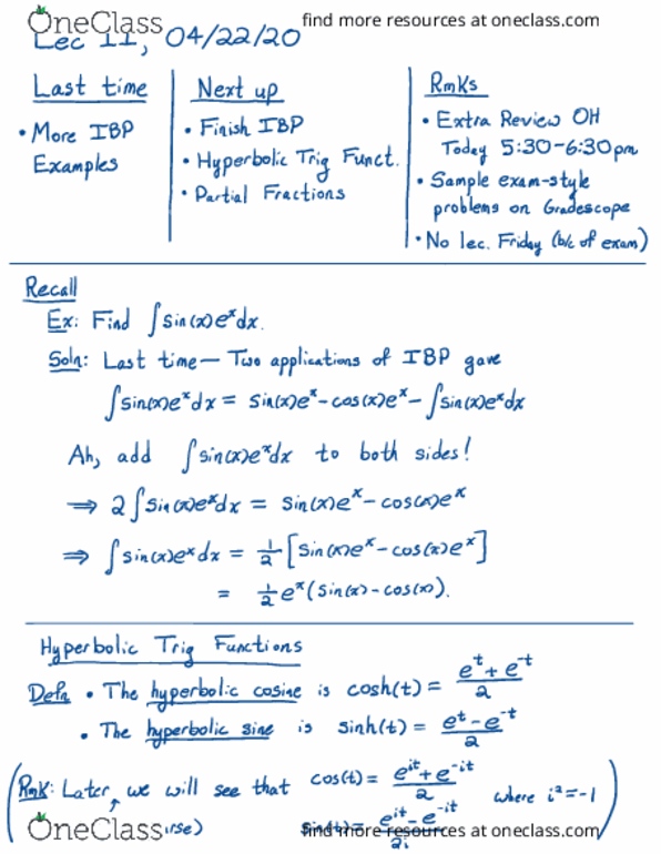 MATH 31B Lecture Notes - Lecture 11: Coset thumbnail