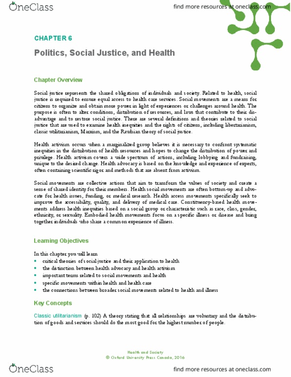 HLTA02H3 Lecture Notes - Health Advocacy, Valassis, John Rawls thumbnail
