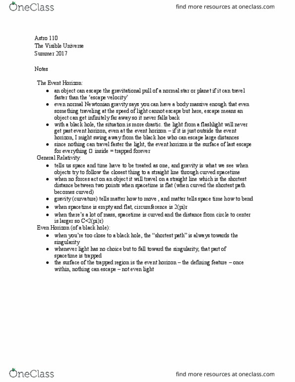 ASTRO-110 Chapter Notes - Chapter 2: Escape Velocity, Flashlight, Gamma-Ray Burst thumbnail