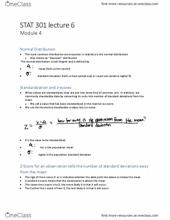 STAT 301 Lecture Notes - Lecture 7: Standard Deviation thumbnail