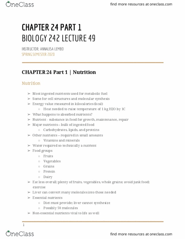 BIOL-242 Lecture Notes - Lecture 49: Junk Food, Food Group, Adipose Tissue thumbnail