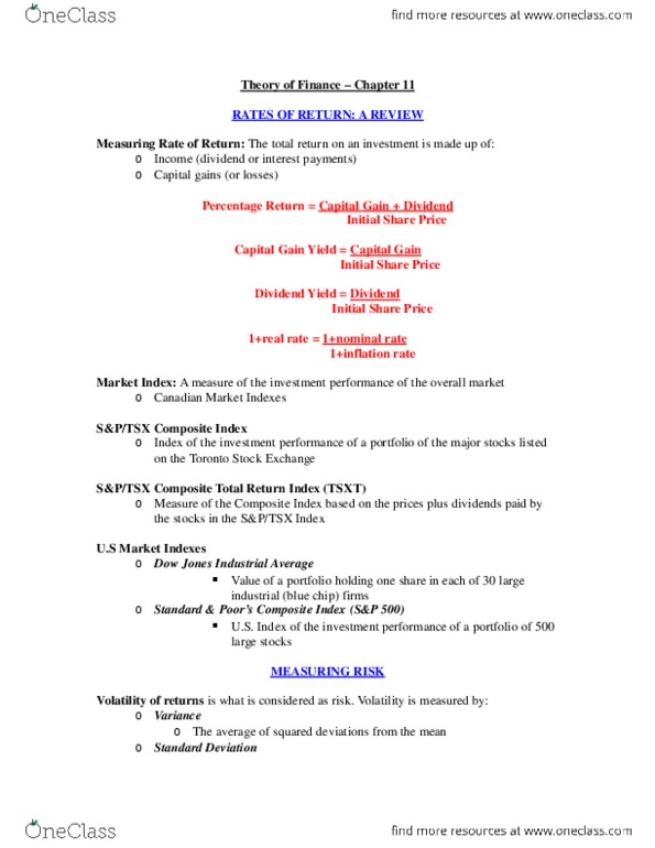 ECON 2560 Chapter Notes - Chapter 11: Dow Jones Industrial Average, S&P 500 Index, Toronto Stock Exchange thumbnail