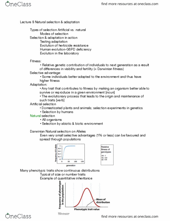 BIO120H1 Lecture Notes - Lecture 8: Herbicide, Battletech, Stabilizing Selection thumbnail