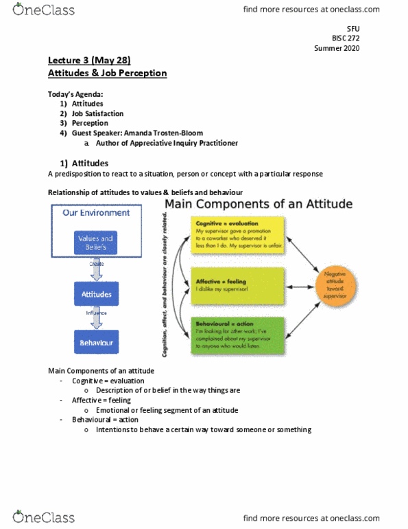 BUS 272 Lecture Notes - Lecture 3: Job Satisfaction, Stereotype, Absenteeism thumbnail