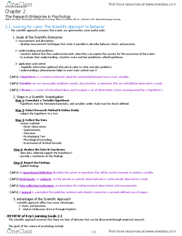 PSYC 1001 Chapter Notes - Chapter 02: Statistical Hypothesis Testing, Dependent And Independent Variables, Descriptive Statistics thumbnail