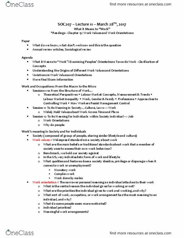 SOC207H1 Lecture Notes - Lecture 11: Household Division, Eurocentrism, Gender Role thumbnail