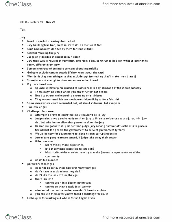 CRI365H1 Lecture Notes - Lecture 11: True Women, Head I, Normal Science thumbnail