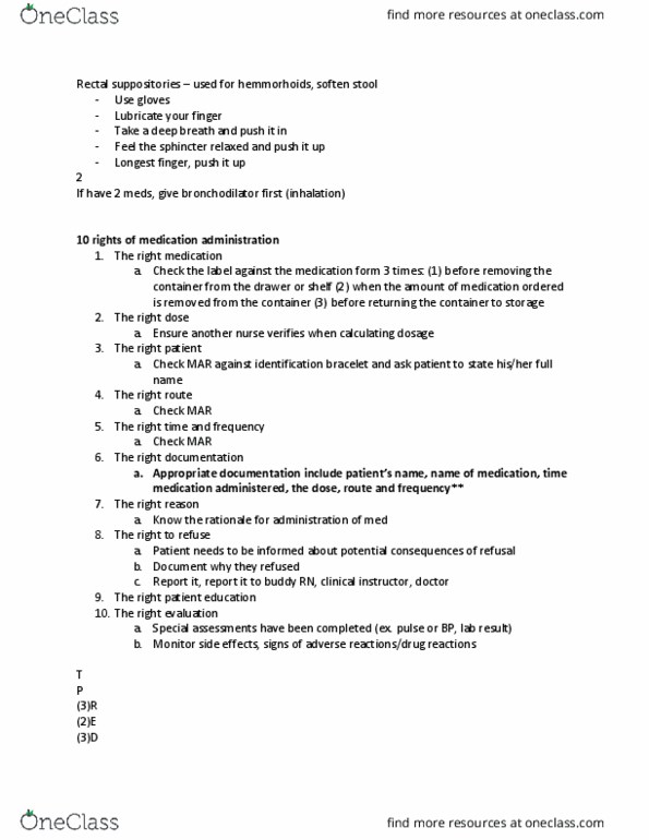 NURS405A Lecture Notes - Lecture 11: Suppository, Bronchodilator, Liniment thumbnail
