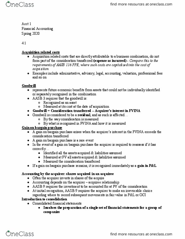 ACCT 001 Lecture Notes - Lecture 7: Financial Statement thumbnail