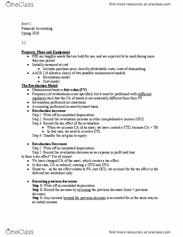 ACCT 001 Lecture Notes - Lecture 4: Deferred Tax, Book Value thumbnail