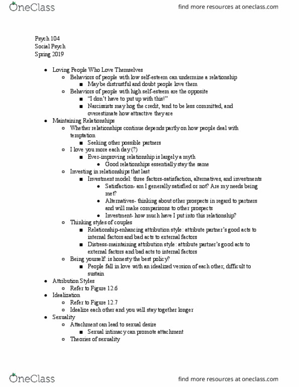 PSYCH 104 Lecture Notes - Lecture 18: Psych, Double Standard, Social Exchange Theory thumbnail