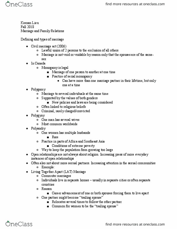 SOC-12 Lecture Notes - Lecture 15: Civil Marriage, Conflict Resolution thumbnail