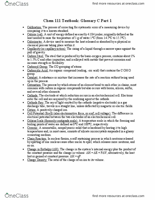 CHE 111 Chapter Notes - Chapter Glossary: Gas-Filled Tube, Celsius, Electromotive Force thumbnail