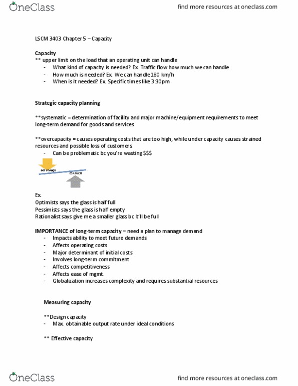 MGMT 3230 Lecture Notes - Oil Refinery, Payback Period, Capacity Planning thumbnail