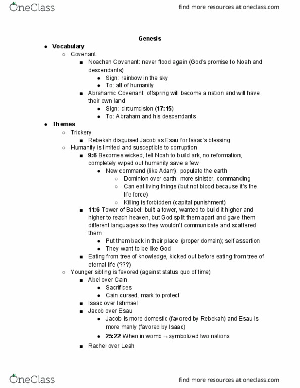 HONR 101 Lecture Notes - Lecture 2: Bilhah, Bethuel, Opportunism thumbnail