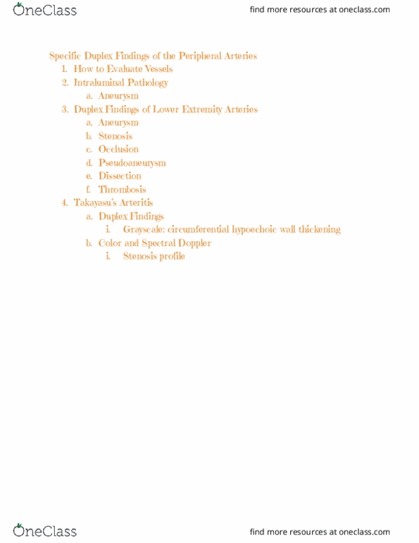 RIU 436 Lecture Notes - Lecture 14: Pseudoaneurysm, Arteritis, Grayscale thumbnail