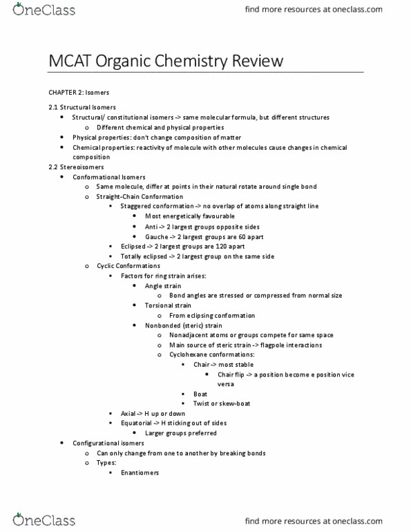 Chemistry 2213A/B Chapter Notes - Chapter 2: Absolute Configuration, Racemic Mixture, Chemical Formula thumbnail