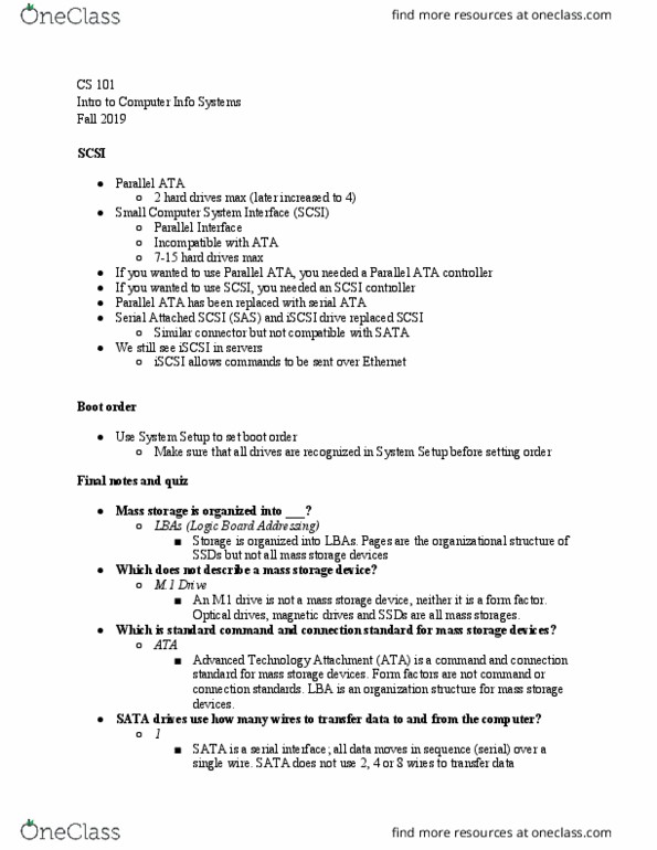 CS/IS 101 Lecture Notes - Lecture 11: M.2, Iscsi, Unified Extensible Firmware Interface thumbnail