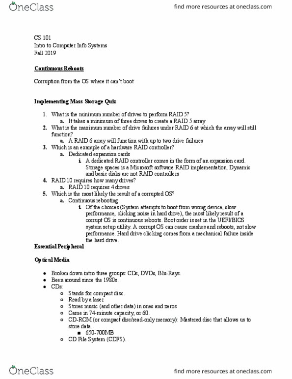 CS/IS 101 Lecture Notes - Lecture 14: Dvd Recorder, Usb 3.0, Expansion Card thumbnail