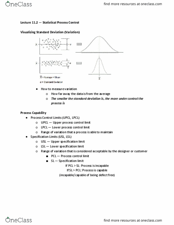 MGT 3501 Lecture Notes - Lecture 11: Statistical Process Control, Standard Deviation thumbnail