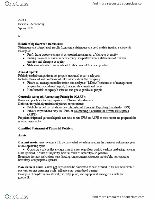 ACCT 001 Lecture Notes - Lecture 11: International Financial Reporting Standards, Deferral, Accounts Receivable thumbnail