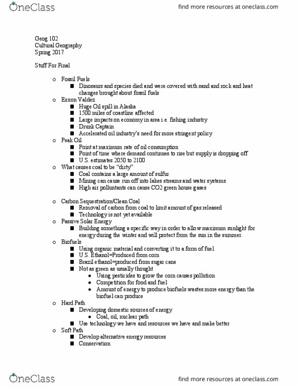 GEOG 102 Lecture Notes - Lecture 12: Oil Spill, Passive Solar Building Design, Peak Oil thumbnail