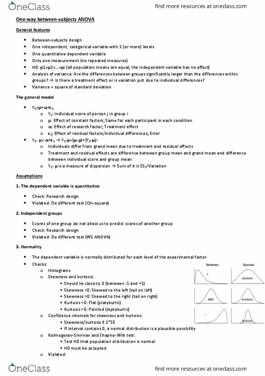 RD 171 Lecture Notes - Lecture 29: Skewness, Analysis Of Variance, Repeated Measures Design thumbnail