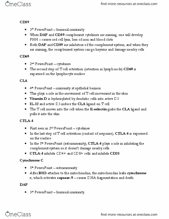 BIOL 3327 Lecture Notes - Lecture 25: Phagocytosis, Apoptosis, Ctla-4 thumbnail