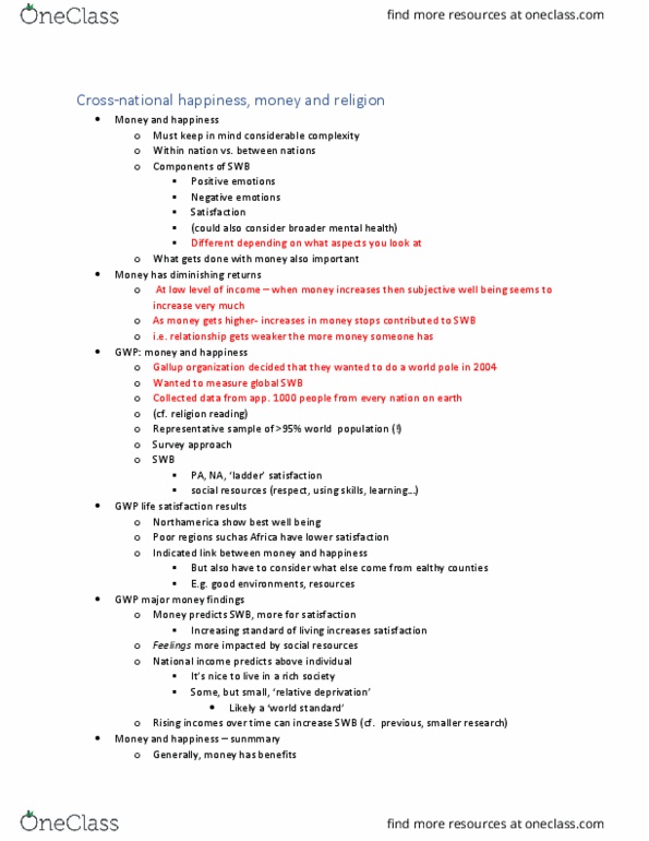 PSYC 3302 Lecture Notes - Lecture 7: Gallup (Company), Eudaimonia, Diminishing Returns thumbnail