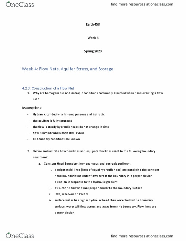 EARTH458 Lecture Notes - Lecture 5: Hydraulic Head, Hydraulic Conductivity, Equipotential thumbnail