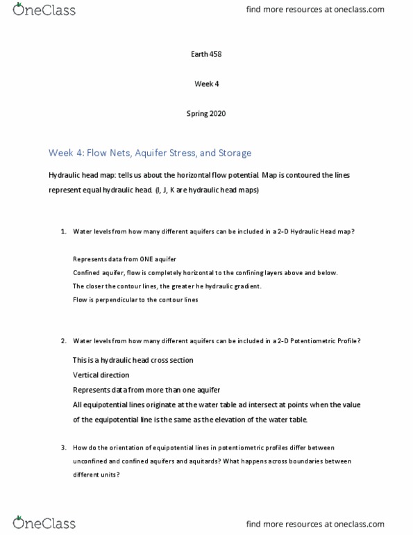EARTH458 Lecture Notes - Lecture 5: Hydraulic Head, Equipotential, Aquifer thumbnail