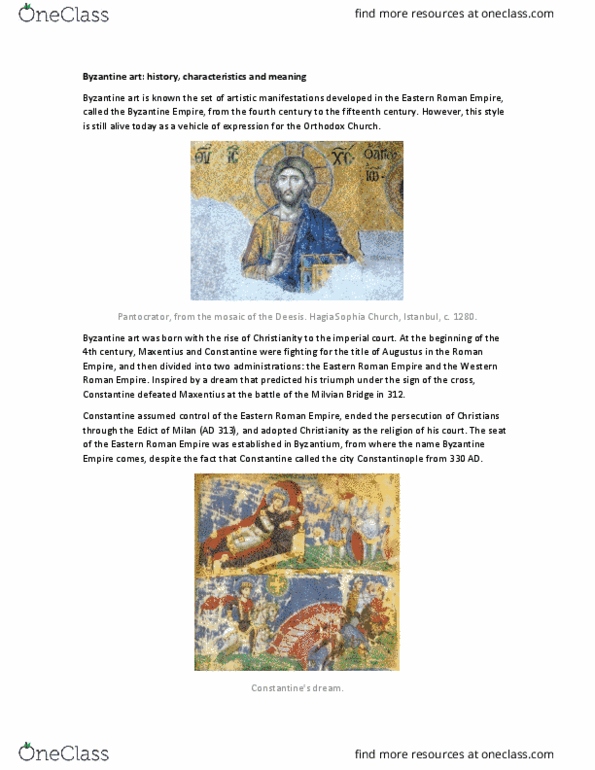 HUM 145 Lecture Notes - Lecture 7: Nicene Creed, Fayum Mummy Portraits, Christ Pantocrator thumbnail