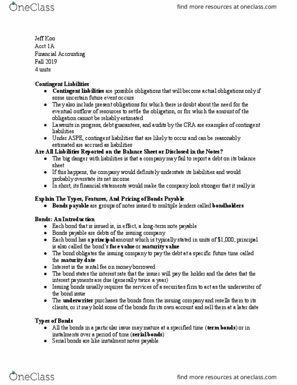 ACCT 1A Lecture Notes - Lecture 10: Contingent Liability, Promissory Note, Underwriting thumbnail