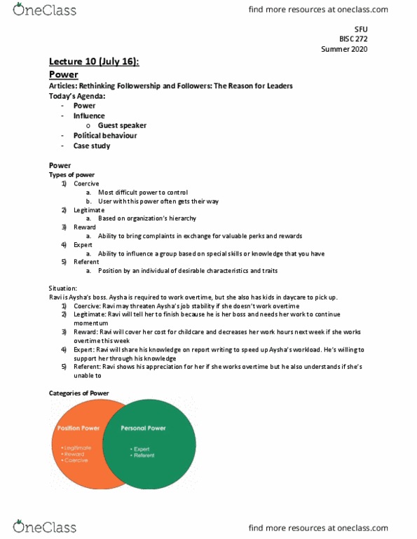 BUS 272 Lecture Notes - Lecture 10: Ingratiation, W. M. Keck Observatory thumbnail