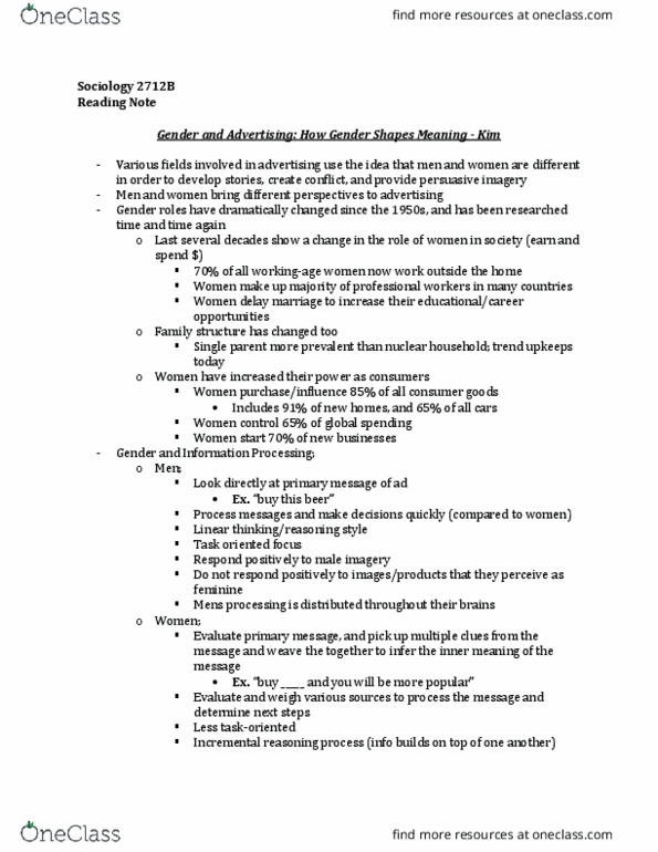 Sociology 2172A/B Chapter Notes - Chapter 14: Westernization, Gender Role, Physical Attractiveness thumbnail