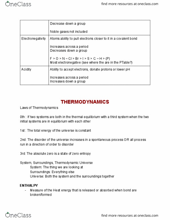 CHEM 11200 Lecture Notes - Lecture 11: Covalent Bond, Spontaneous Process, Thermodynamics thumbnail