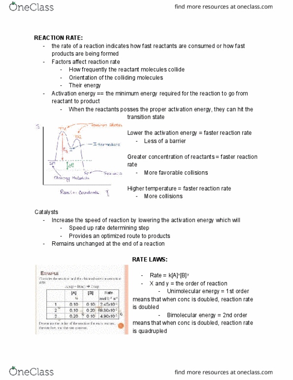 CHEM 11200 Lecture Notes - Lecture 19: Rate-Determining Step, Reaction Rate, Activation Energy thumbnail