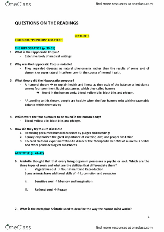 GEOLOGY 002 Lecture Notes - Lecture 30: Mary Whiton Calkins, Sleepwalking, Hippocratic Corpus thumbnail