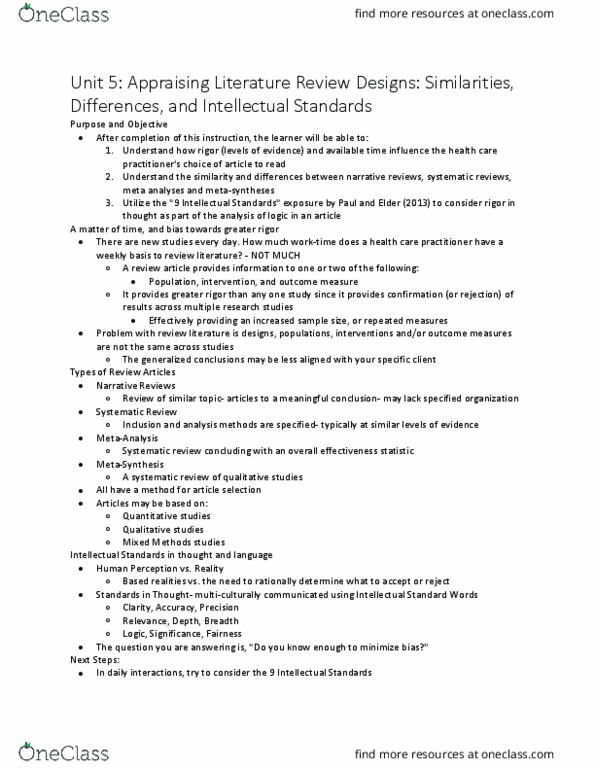 IHS 4504 Lecture Notes - Lecture 5: Repeated Measures Design, Systematic Review thumbnail