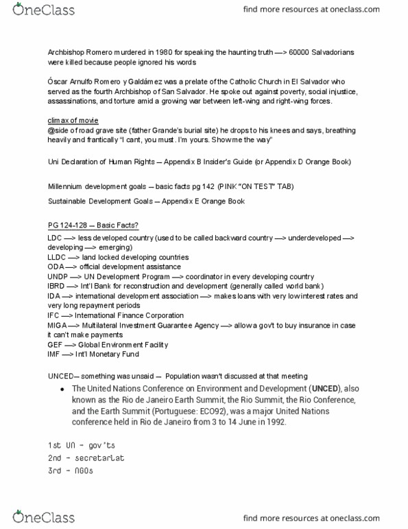 PS 431 Lecture Notes - Lecture 2: United Nations Development Programme, Earth Summit, Multilateral Investment Guarantee Agency thumbnail