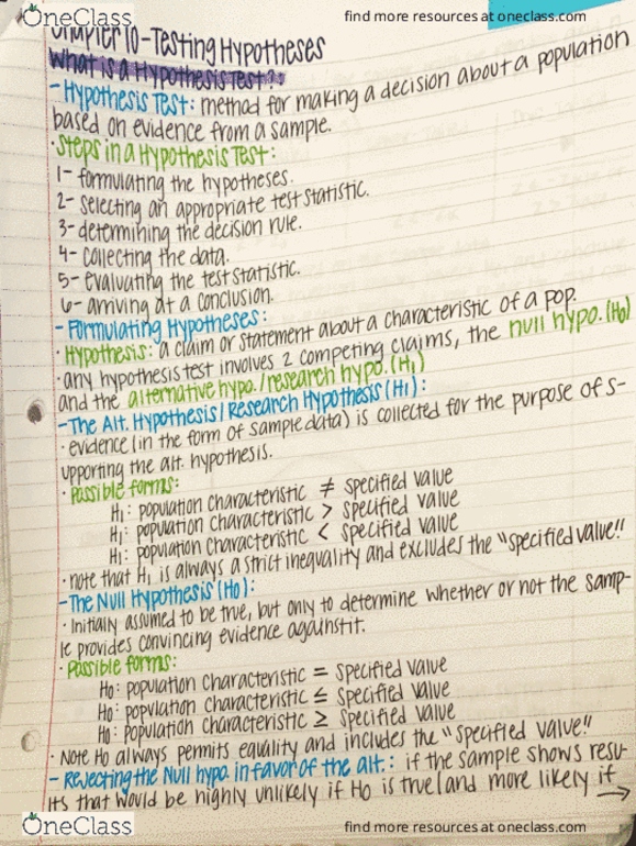 MATH 5389 Lecture Notes - Spring 2019, Lecture 10 - Statistical ...